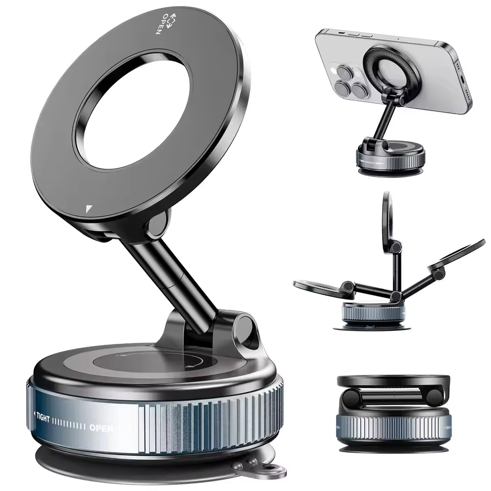 Vacuum Magnetic Mobile Holder for 360° Adjustable, Pocket Size Foldable