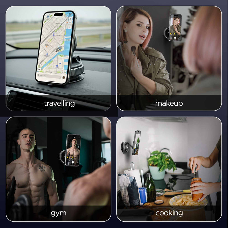 Vacuum Magnetic Mobile Holder for 360° Adjustable, Pocket Size Foldable